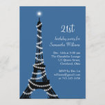 Invitación de cumpleaños 21 de París en azul<br><div class="desc">Las brillantes luces de manga acentuan esta invitación de cumpleaños número 21.</div>