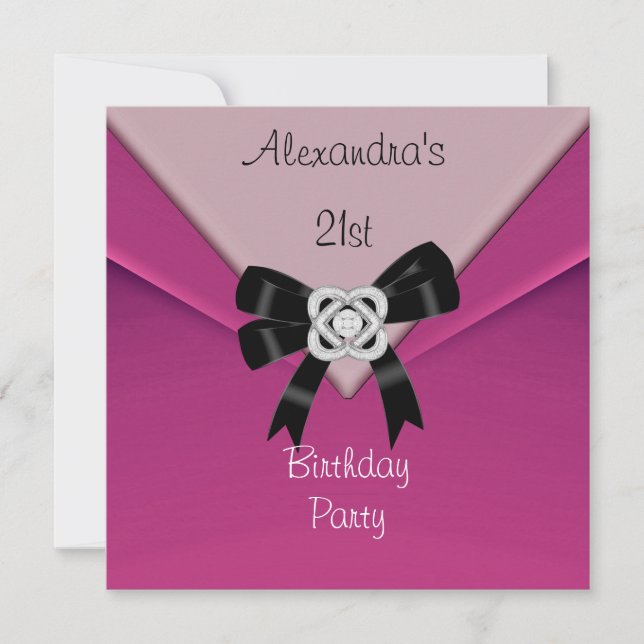 Invitación de Cumpleaños 21 de Pink Pink 21 (Anverso)