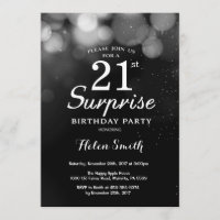 Invitación de cumpleaños 21 de Silver Purpurina Su