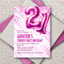 Invitación de cumpleaños 21 mujeres rosadas