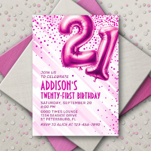Invitación de cumpleaños 21 mujeres rosadas