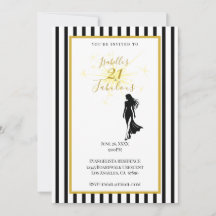 Invitación de cumpleaños 21 negro y dorado