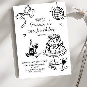 Invitación de cumpleaños 21 para chicas de fiesta