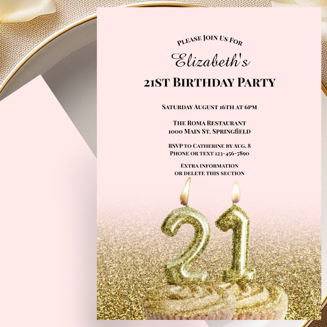 Invitación de cumpleaños 21 para ella de rosa y do (Subido por el creador)
