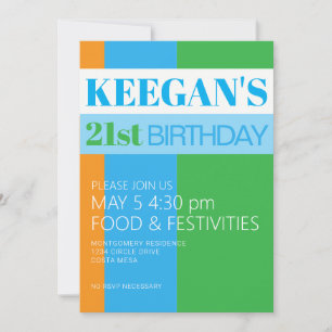 Invitación de cumpleaños 21 para hombres