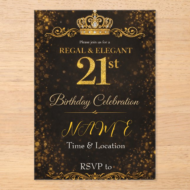 Invitación de cumpleaños 21 Regia y Elegante (Anverso)