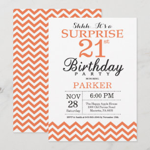 Invitación de cumpleaños 21 sorpresa con Chevron d