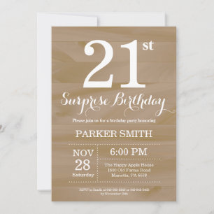 Invitación de cumpleaños 21 sorpresa rústica