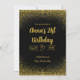 Invitación de cumpleaños 21 - Veintiuno en dorado