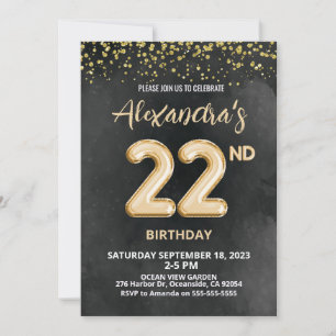 Invitación de cumpleaños 22 en globo de Relieve me