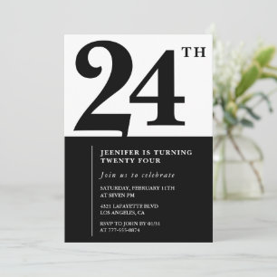 Invitación de cumpleaños 24 elegante niña Blanco N