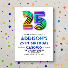 Invitación de cumpleaños 25 a la diversión moderna