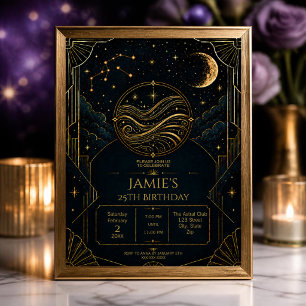 Invitación de cumpleaños 25 de Acuario Zodiaco Cel