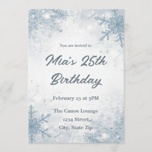 Invitación de cumpleaños 25 de invierno – Copos de