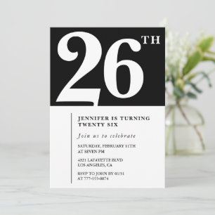 Invitación de cumpleaños 26 elegante chica Simple 