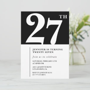 Invitación de cumpleaños 27 elegante chica Simple 