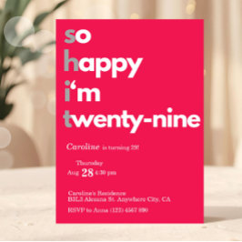 Invitación de cumpleaños 29 Minimalista Moderna 29