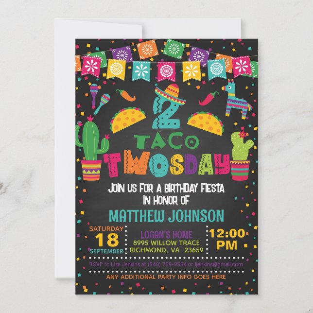 Invitación de cumpleaños 2.º domingo de Taco (Anverso)