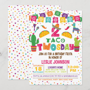 Invitación de cumpleaños 2.º Taco TWO sday - Blanc