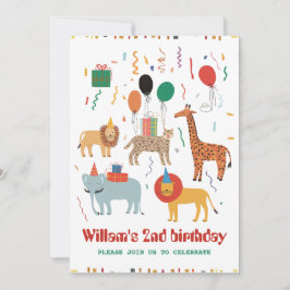 Invitación de cumpleaños 2 a animales de la jungla