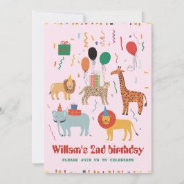Invitación de cumpleaños 2 a animales de la jungla