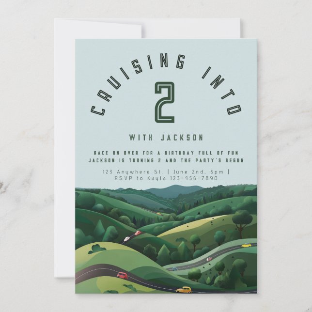 Invitación de cumpleaños 2 a Race Car | Dos ayunos (Anverso)