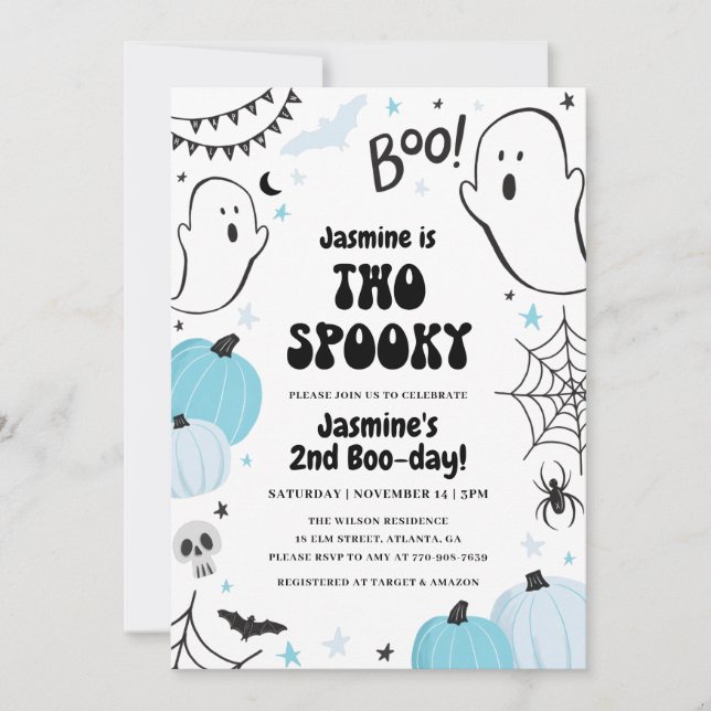 Invitación de cumpleaños 2 de Blue Halloween (Anverso)