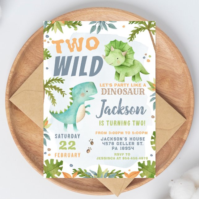 Invitación de cumpleaños 2 de dinosaurio Tema de f (Subido por el creador)