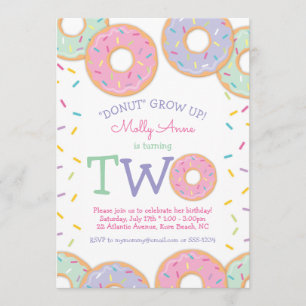 Invitación de cumpleaños 2 de Donut rociadores ros
