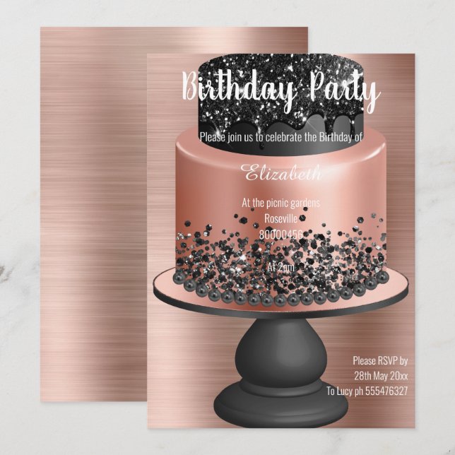 INVITACIÓN DE CUMPLEAÑOS 2 DE LA TARJETA DE ORO RO (Anverso / Reverso)