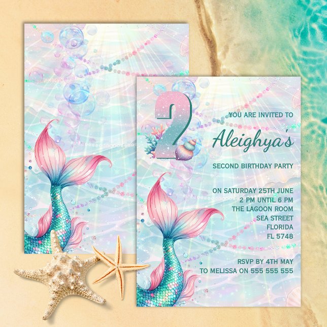 Invitación de cumpleaños 2 de Sirena Mágica (Subido por el creador)