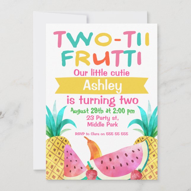 Invitación de cumpleaños 2-tti Frutti para chicas (Anverso)