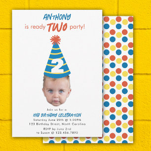 Invitación de cumpleaños 2do Cumpleaños Cara de be
