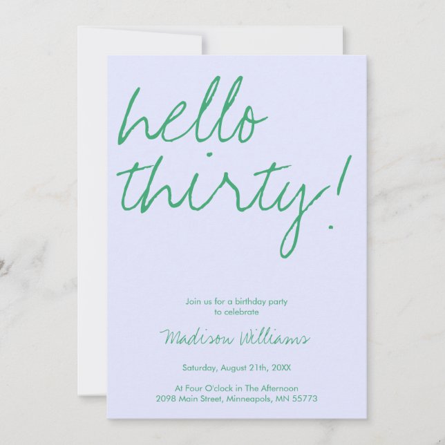 Invitación de cumpleaños 30 (Anverso)