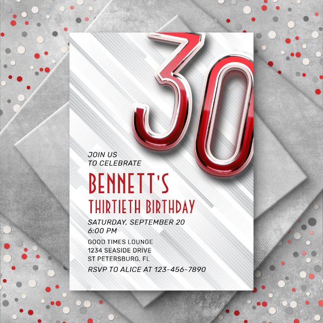 Invitación de cumpleaños 30 a adultos modernos (Subido por el creador)