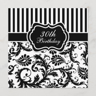 Invitación de cumpleaños 30 a la franja floral bla