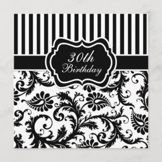 Invitación de cumpleaños 30 a la franja floral bla