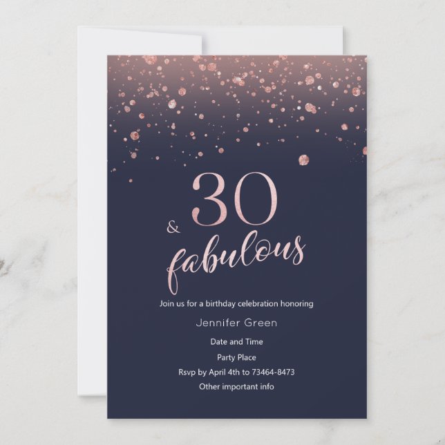 Invitación de cumpleaños 30 a Rosa de la Marina Go (Anverso)