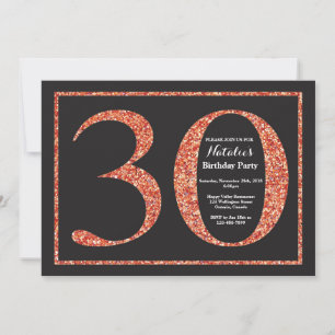 Invitación de cumpleaños 30 años con brillo de nar