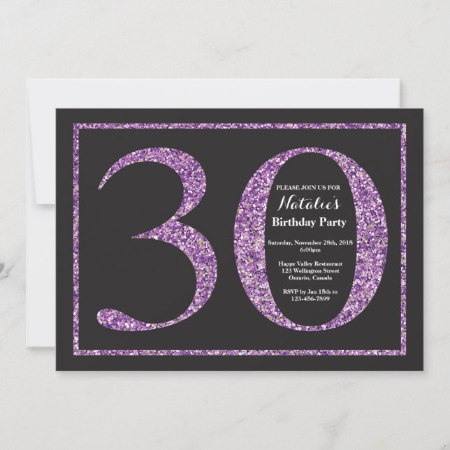 Invitación de cumpleaños 30 años con pizarra de pu (Anverso)