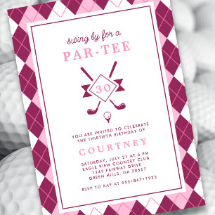 Invitación de cumpleaños 30 argyle rosa para mujer