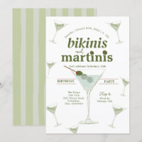 Invitación de cumpleaños 30 bikinis y martinis