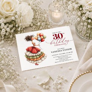 Invitación de cumpleaños 30 Burgundy Mujer Diverti