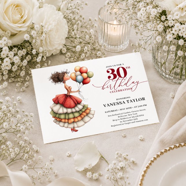 Invitación de cumpleaños 30 Burgundy Mujer Diverti (Burgundy Funny Woman 30th Birthday Marsala Script Invite

)