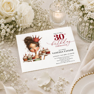 Invitación de Cumpleaños 30 Cartoon Caprichosa Mar