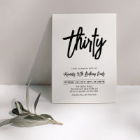 Invitación de cumpleaños 30 chic en negro y blanco