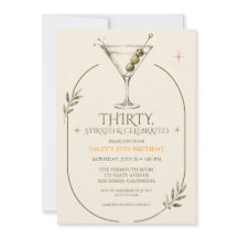 Invitación de cumpleaños 30 con cóctel de Martini 