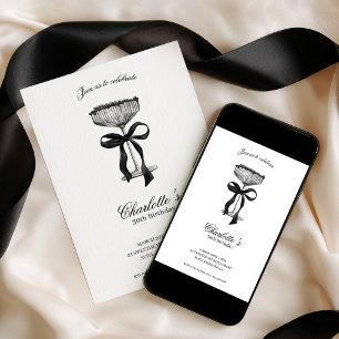 Invitación de cumpleaños 30 con cóctel y lazo