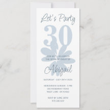 Invitación de cumpleaños 30 de Floral Azul Floral