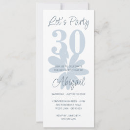 Invitación de cumpleaños 30 de Floral Azul Floral 